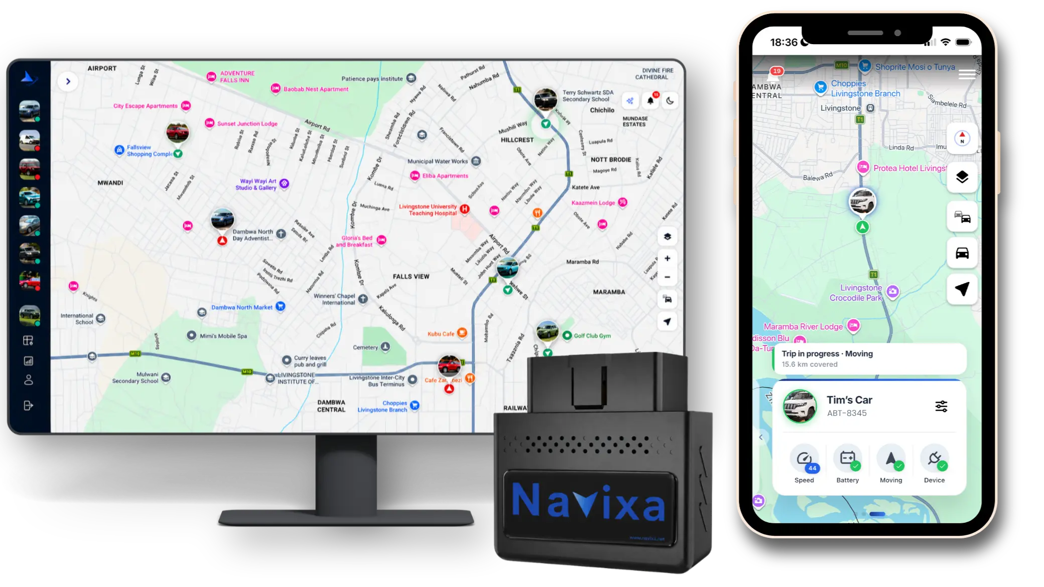 Navixa GPS — live map, device and phone